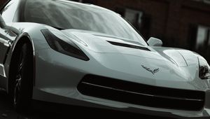 Preview wallpaper chevrolet corvette, chevrolet, car, sportscar, supercar, white, front view