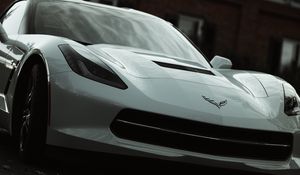 Preview wallpaper chevrolet corvette, chevrolet, car, sportscar, supercar, white, front view