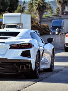 Preview wallpaper chevrolet corvette, chevrolet, car, white, parking