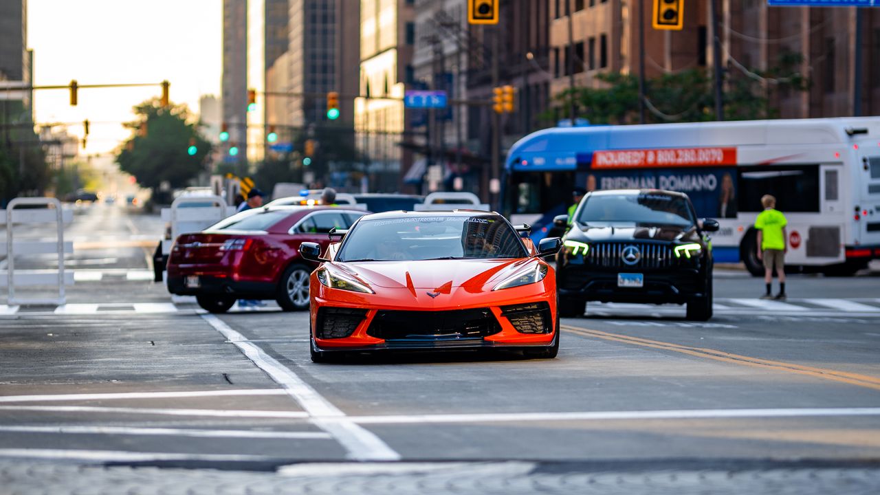 Wallpaper chevrolet corvette, chevrolet, car, sports car, red, road