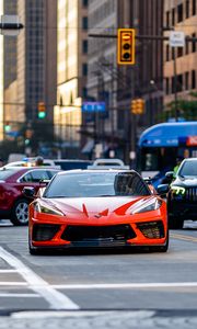 Preview wallpaper chevrolet corvette, chevrolet, car, sports car, red, road