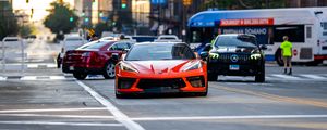 Preview wallpaper chevrolet corvette, chevrolet, car, sports car, red, road