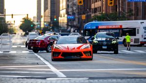 Preview wallpaper chevrolet corvette, chevrolet, car, sports car, red, road