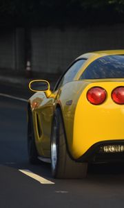 Preview wallpaper chevrolet corvette, chevrolet, car, yellow, road