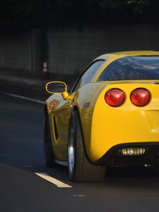 Preview wallpaper chevrolet corvette, chevrolet, car, yellow, road