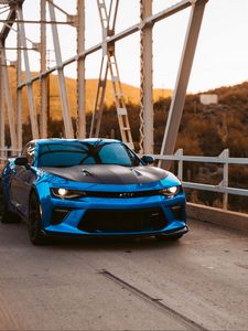 Preview wallpaper chevrolet, front view, blue, lights, tuning