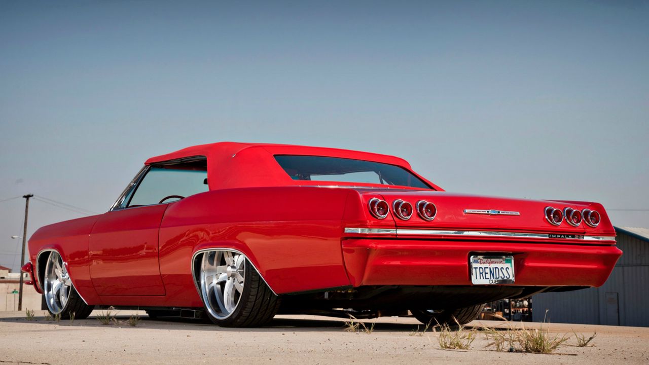 Wallpaper chevrolet, impala, 1965, red, side view