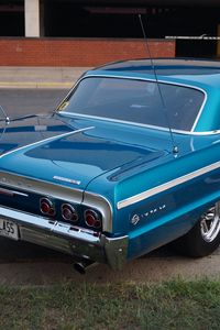 Preview wallpaper chevrolet impala, chevrolet, car, blue, retro