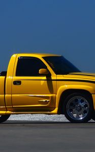 Preview wallpaper chevrolet silverado, chevrolet, car, yellow, pickup