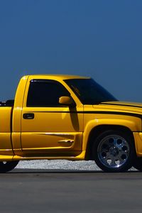 Preview wallpaper chevrolet silverado, chevrolet, car, yellow, pickup