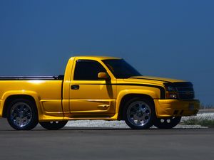 Preview wallpaper chevrolet silverado, chevrolet, car, yellow, pickup