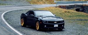 Preview wallpaper chevrolet, sports car, car, side view, road