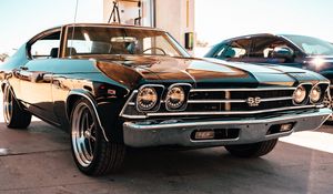 Preview wallpaper chevrolet ss 396, chevrolet, car, retro, black