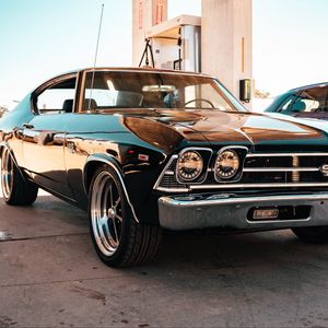 Preview wallpaper chevrolet ss 396, chevrolet, car, retro, black