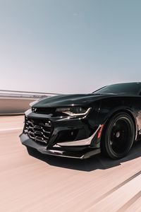 Preview wallpaper chevrolet zl1, chevrolet, car, sports, coupe, black, speed