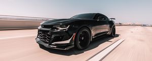 Preview wallpaper chevrolet zl1, chevrolet, car, sports, coupe, black, speed