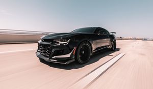 Preview wallpaper chevrolet zl1, chevrolet, car, sports, coupe, black, speed