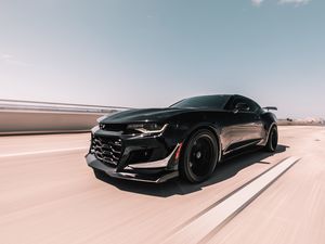 Preview wallpaper chevrolet zl1, chevrolet, car, sports, coupe, black, speed