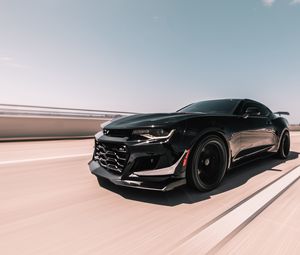 Preview wallpaper chevrolet zl1, chevrolet, car, sports, coupe, black, speed