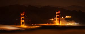 Preview wallpaper chicago, bridge, fog, night