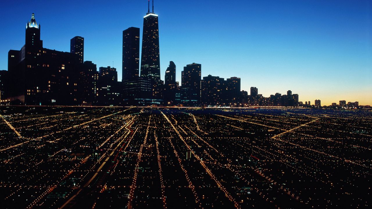 Wallpaper chicago, city, night, lights city