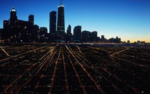 Preview wallpaper chicago, city, night, lights city