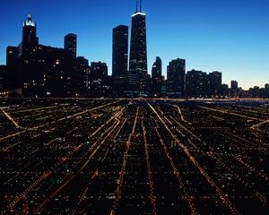 Preview wallpaper chicago, city, night, lights city