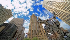 Preview wallpaper chicago, city, skyscrapers, blue, stone