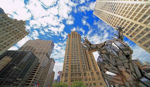 Preview wallpaper chicago, city, skyscrapers, blue, stone