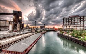 Preview wallpaper chicago, illinois, facility, building, river, hdr
