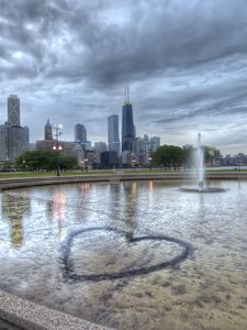 Preview wallpaper chicago, illinois, fountain, building, hdr