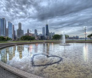 Preview wallpaper chicago, illinois, fountain, building, hdr