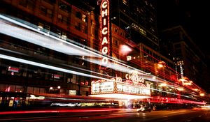 Preview wallpaper chicago, illinois, night, city, traffic