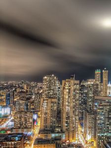 Preview wallpaper chicago, lights, night city, buildings, skyscrapers