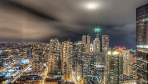 Preview wallpaper chicago, lights, night city, buildings, skyscrapers