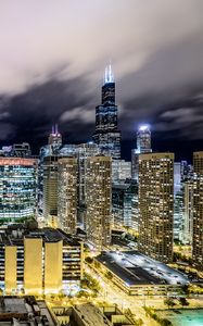 Preview wallpaper chicago, night city, skyscrapers, exposition