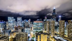 Preview wallpaper chicago, night city, skyscrapers, exposition