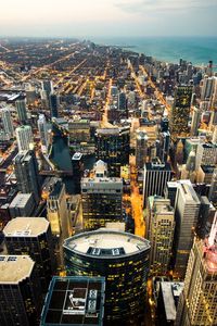 Preview wallpaper chicago, skyline, city lights, coastline