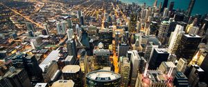 Preview wallpaper chicago, skyline, city lights, coastline