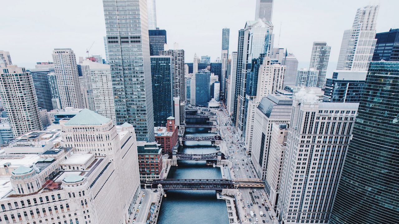 Wallpaper chicago, united states, skyscrapers, bridges, view from above
