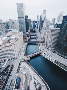 Preview wallpaper chicago, united states, skyscrapers, bridges, view from above