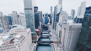 Preview wallpaper chicago, united states, skyscrapers, bridges, view from above