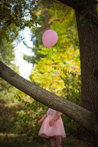 Preview wallpaper child, balloon, dress, holiday, tree