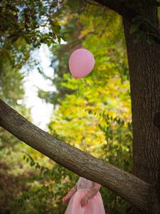 Preview wallpaper child, balloon, dress, holiday, tree