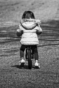 Preview wallpaper child, bicycle, bw, childhood