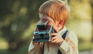 Preview wallpaper child, boy, camera, photographer, childhood