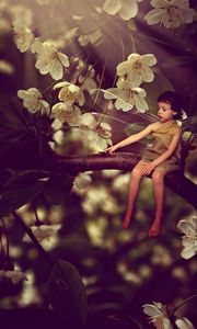 Preview wallpaper child, branch, flowers, magic, ant, photoshop