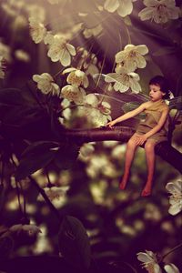 Preview wallpaper child, branch, flowers, magic, ant, photoshop