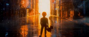 Preview wallpaper child, city, flash, street, light, bright