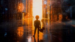 Preview wallpaper child, city, flash, street, light, bright